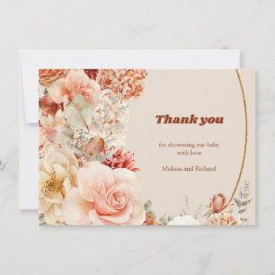 Boho höstträdgårdskryddor orange beige Baby Shower Tack Kort