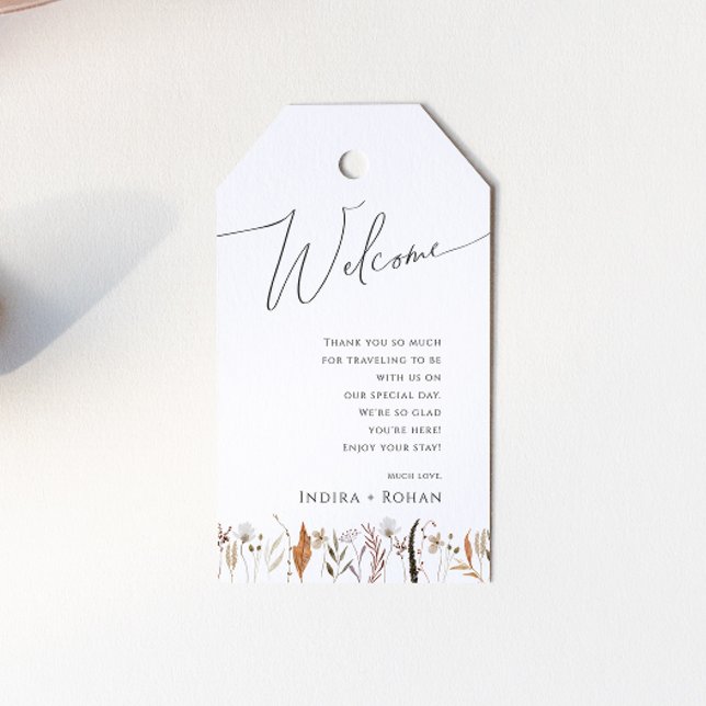 Boho höstvildblomma | Bröllskap välkommen Presentetikett (Skapare uppladdad)