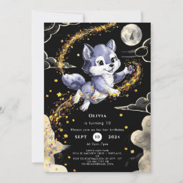 Boho Howling Varg Birthday Inbjudningar