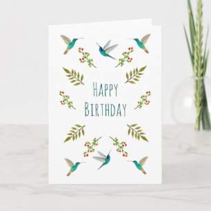 Boho Hummingbird Birthday Card Kort