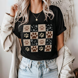 Boho Hund & Cat Tass Checkered T-Shirt
