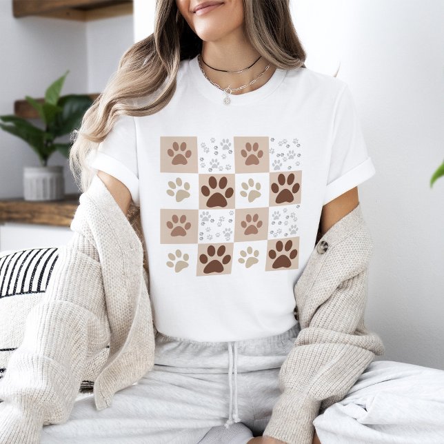 Boho Hund & Cat Tass Checkered T-Shirt (Skapare uppladdad)