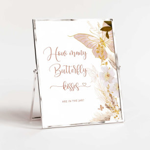 Boho Hur många fjäril kysser babyduschspel Poster