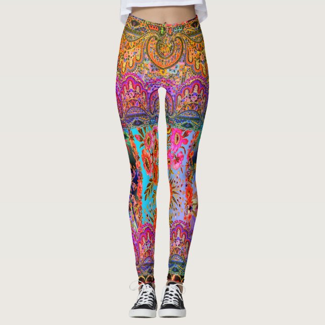 Boho husvagnblommigt leggings (Framsida)