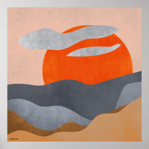 Boho hygge wall art sundown abstrakt liggande på poster
