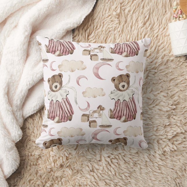Boho i Neutralt: Baby Bears i Pinks Nursery Kudde (Filt)