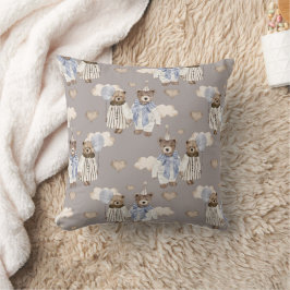 Boho i Neutralt: Baby Bears in Blues Nursery Kudde