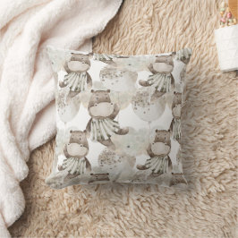 Boho i Neutralter: Spipande Baby Hippos Nursery Kudde