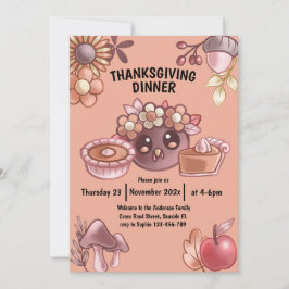 Boho i varmt färg Thanksgiving Middag Inbjudningar