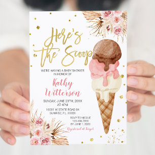 Boho Ice Cream Baby Shower-inbjudan Inbjudningar