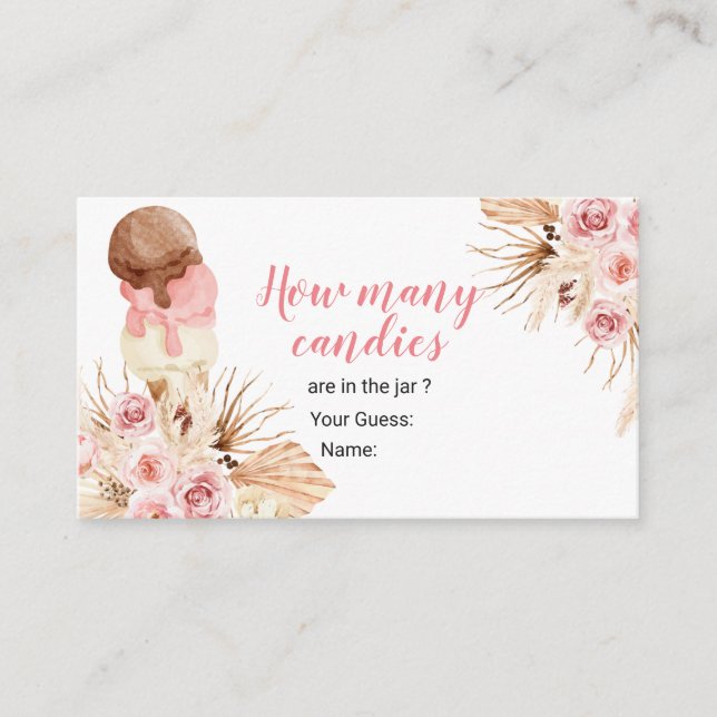 Boho Ice Cream Blommigt anger hur många kaniner Tilläggskort (Framsida)