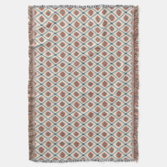 Boho Ikat Diamant Geometriskt Sömlöst Mönster  Filt (Framsidan Vertikal)