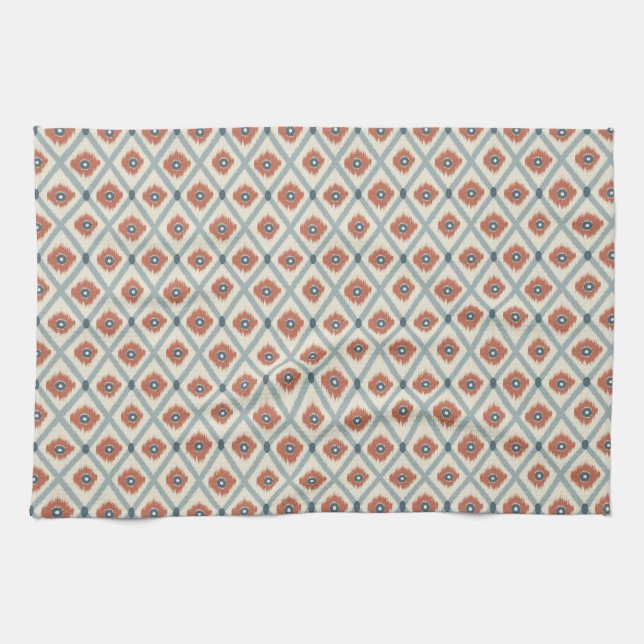Boho Ikat Diamant Geometriskt Sömlöst Mönster  Kökshandduk (Horisontell)