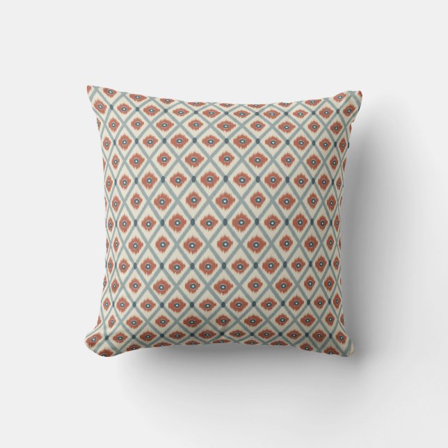 Boho Ikat Diamant Geometriskt Sömlöst Mönster  Kudde (Framsida)
