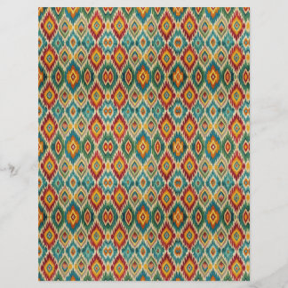 Boho Ikat Scrapbookpapper – Senapsgul & Teal