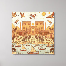 Boho illustration av forntida egyptisk stad - Terr Canvastryck
