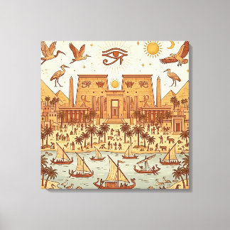 Boho illustration av forntida egyptisk stad - Terr Canvastryck