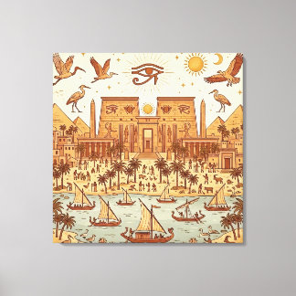 Boho illustration av forntida egyptisk stad - Terr Canvastryck