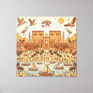 Boho illustration av forntida egyptisk stad - Terr Canvastryck