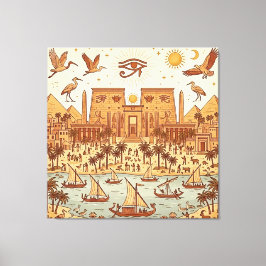Boho illustration av forntida egyptisk stad - Terr Canvastryck