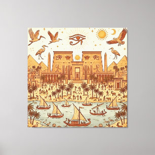 Boho illustration av forntida egyptisk stad - Terr Canvastryck