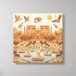 Boho illustration av forntida egyptisk stad - Terr Canvastryck