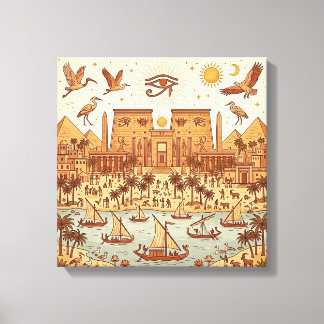 Boho illustration av forntida egyptisk stad - Terr Canvastryck