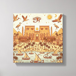 Boho illustration av forntida egyptisk stad - Terr Canvastryck