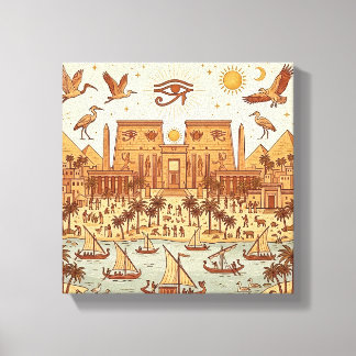 Boho illustration av forntida egyptisk stad - Terr Canvastryck