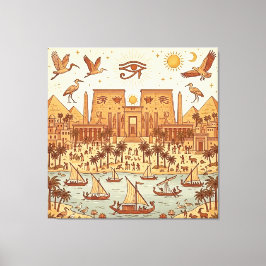 Boho illustration av forntida egyptisk stad - Terr Canvastryck