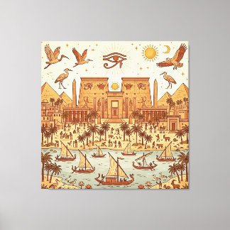 Boho illustration av forntida egyptisk stad - Terr Canvastryck