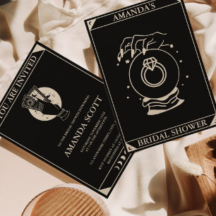 Boho-inbjudan till Tarot Card Celestial Möhippa Inbjudningar