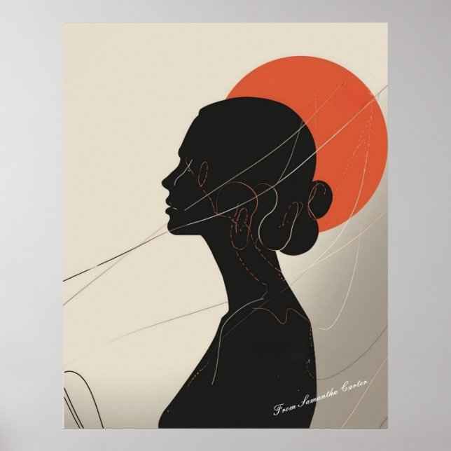 Boho Inclusive Woman Silhouette med Sunset Circle Poster (Framsidan)