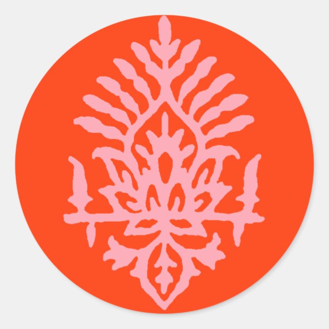 Boho India Block Print Runt Klistermärke (Framsida)