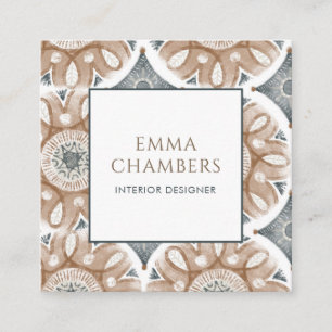 Boho Insida Designer Earthy Muted Färg Abstrakt Fyrkantigt Visitkort