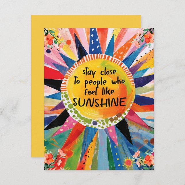Boho inspirational Sol Vänskap Greeting Card Tack Kort (Fram/baksida)