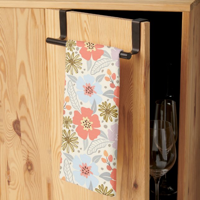 Boho Inspired Blommönster Kitchen Towel Kökshandduk (Thirds Fold)