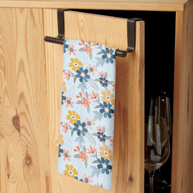 Boho Inspired Flower Mönster Kitchen Towel Kökshandduk (Thirds Fold)