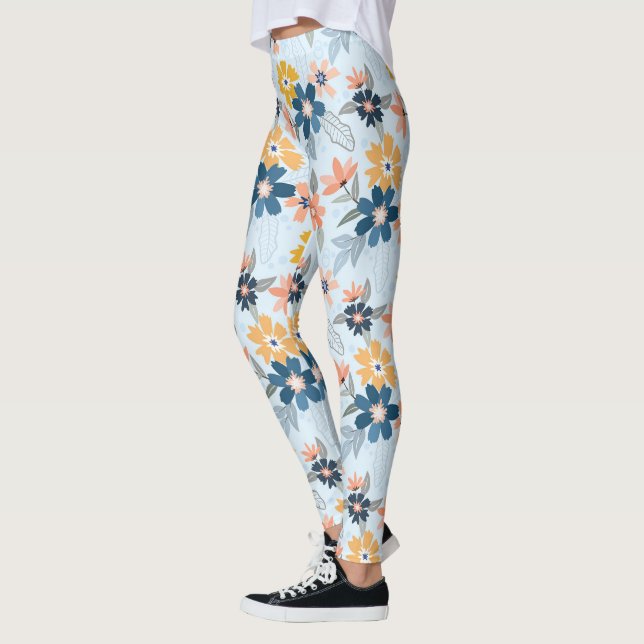Boho Inspired Flower Mönster Leggings (Vänster)