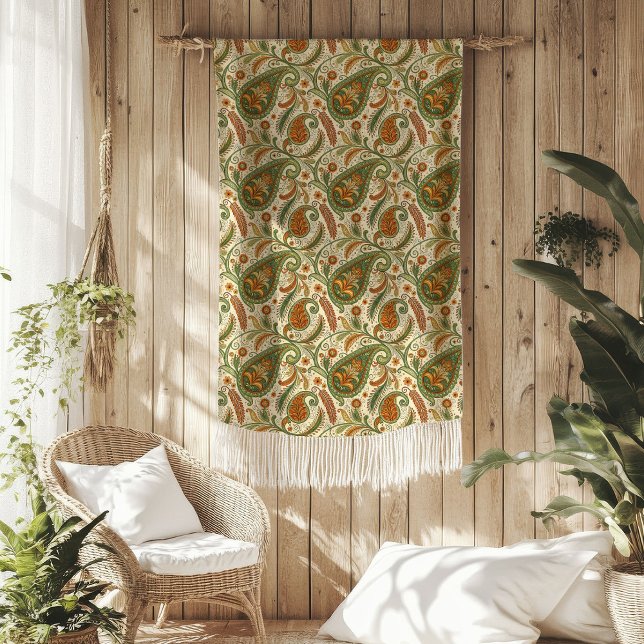 Boho-inspirerad Blanket med Earthy Paisley-utskrif Fleecefilt (Boho-Inspired Blanket with Earthy Paisley Print)