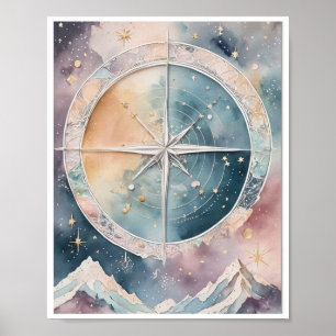 Boho-inspirerad celestial karta Wall Art Art Decor Poster
