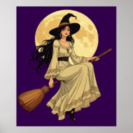 Boho-inspirerad Witchy Woman Astride A Besom Poster