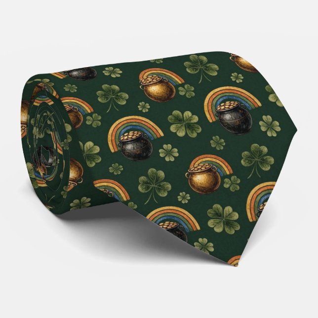 Boho irländsk gryta med guld och shamrock slips (Rullad)