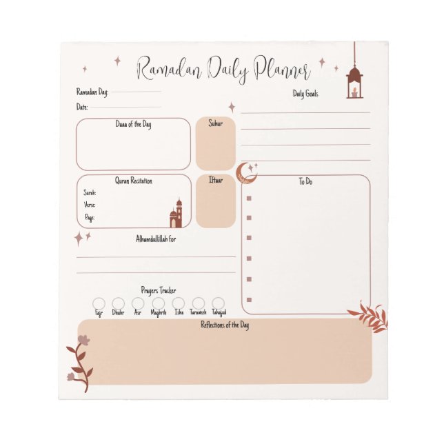 Boho Islamic Anpassade Ramadan Planner Anteckningsblock (Framsida)