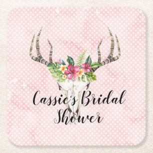 Boho Island Skull Bridal Shower   Underlägg Papper Kvadrat