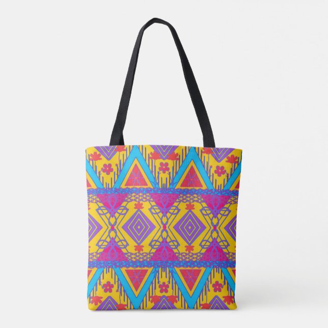 Boho Island Tribal Summer Tote Bag Tygkasse (Baksida)
