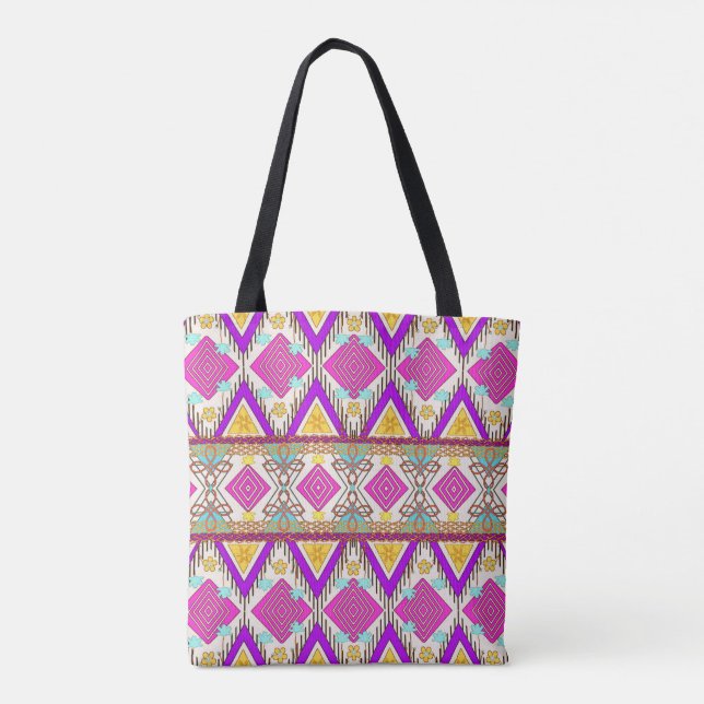 Boho Island Tribal Summer Tote Bag Tygkasse (Baksida)