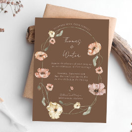 Boho Islands Watercolor Island Poppy Flowers Inbjudningar
