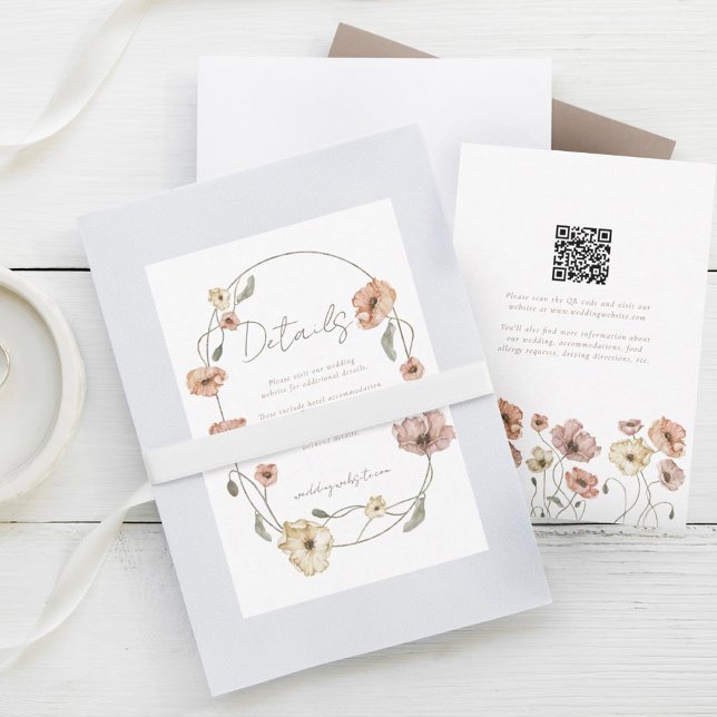 Boho Islands Watercolor Island Poppy Flowers OSA Kort (Boho Icelandic Watercolor Iceland Poppy Flowers RSVP Card)