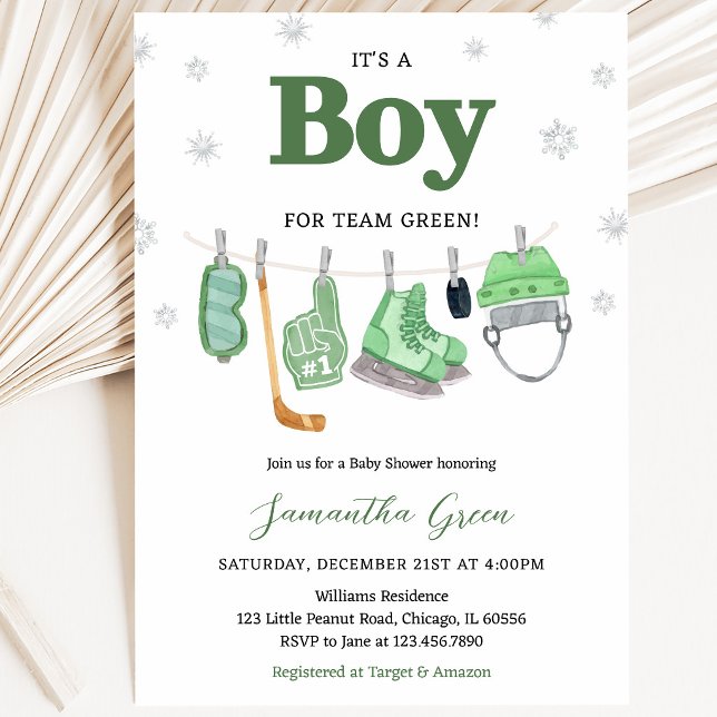 Boho It's a Boy Ishockey Baby Shower Inbjudningar (Skapare uppladdad)